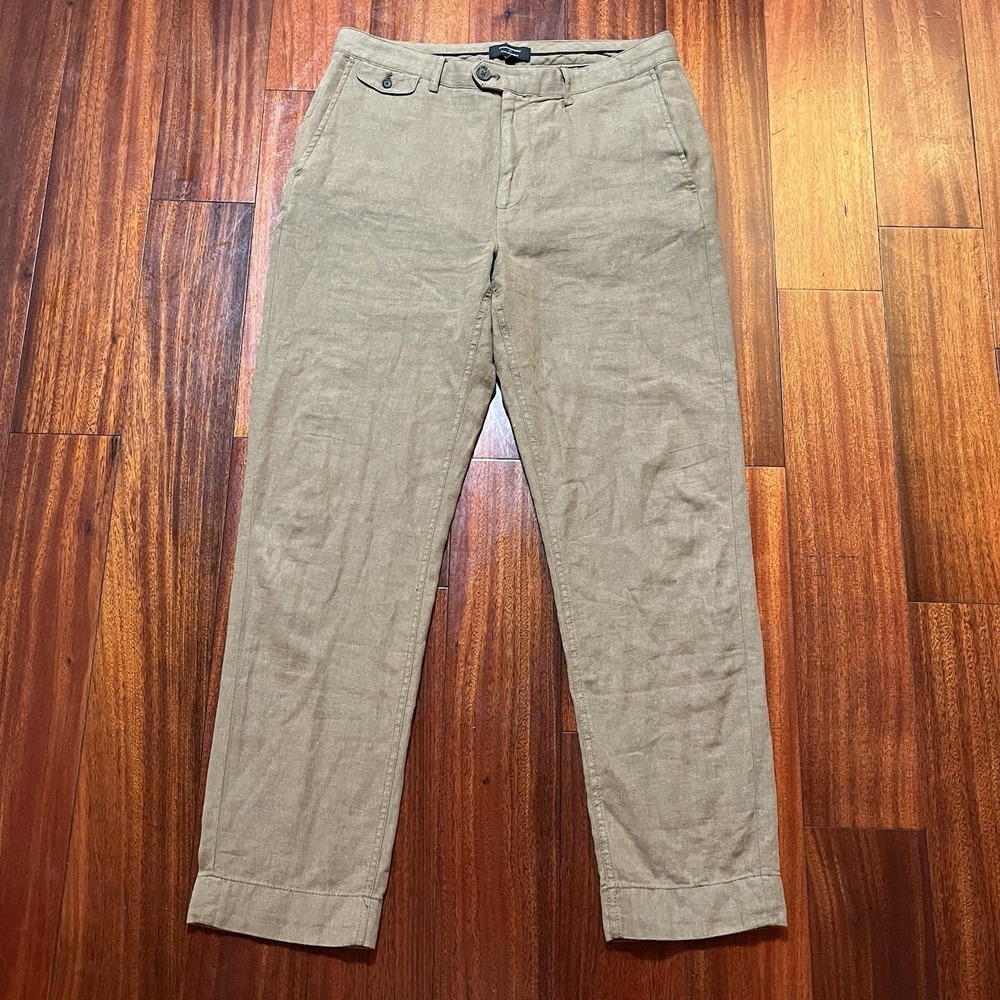 Banana Republic Pants Mens 32x32 (33x30) Tan Beige Slim Fit LINEN Blend Preppy